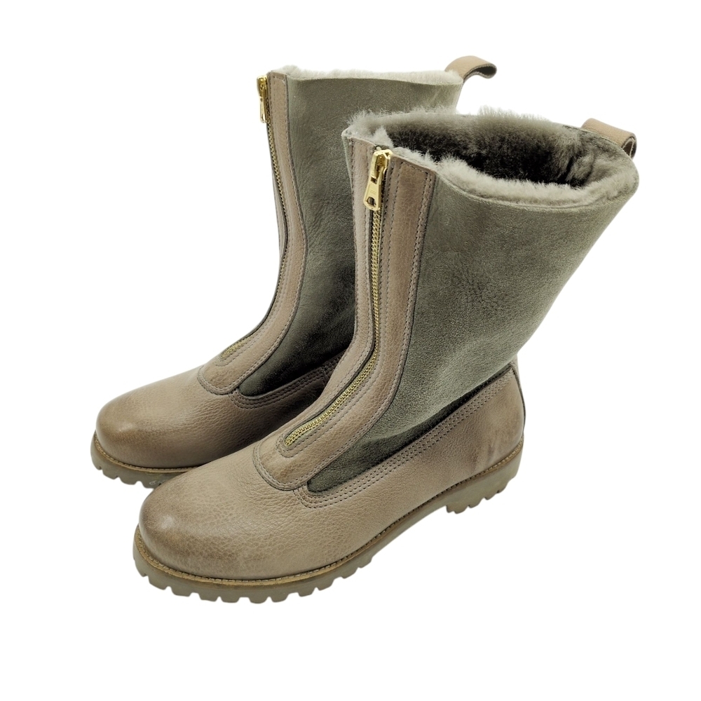 Blackstone QL-53 Iceland Boots Lug Sole Leather Shearling‎ Lined 39/9 Brown Grey